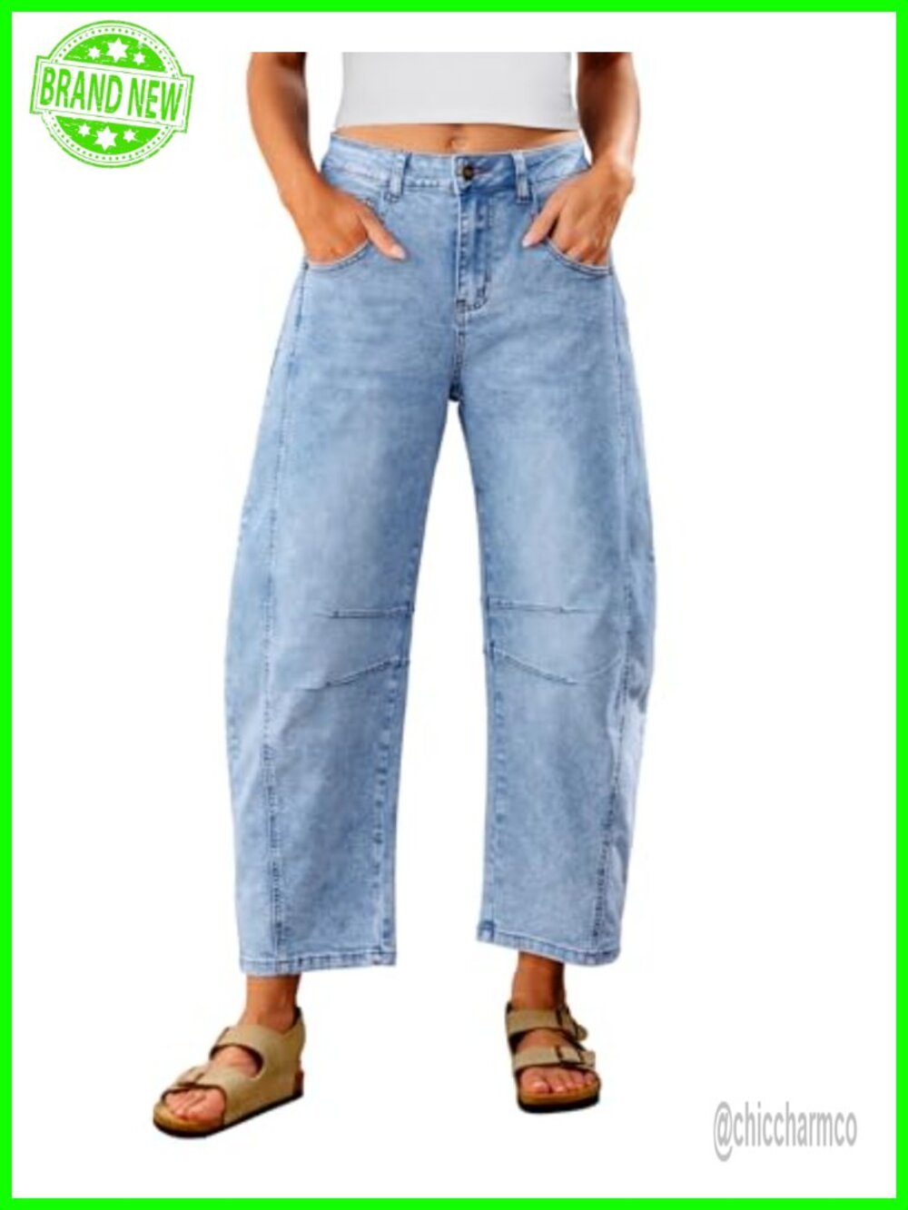 Utyful High Rise Barrel Jeans Cropped Baggy Stretch Denim Women's